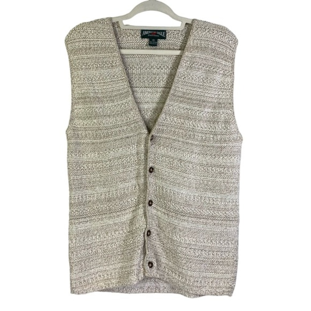 AMERICAN EAGLE Vintage Knit Button Up Preppy Nerdy School Girl Cozy Vest